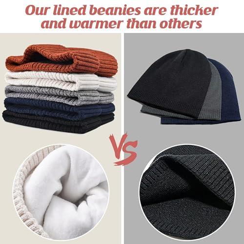 Beanie Hats for Men 30% Merino Wool Knit Hat, Winter Hats for Women Thick Warm Lined, Beanie for Women Cold Weather Skull Cap - color: Navy