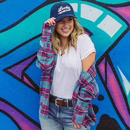 Lucky Brand Classic Cotton Adjustable | Dad Hat | Baseball Cap | Golf | Fishing | Low Profile | 5 Panel Design - color: 1990 Embroidered - Navy