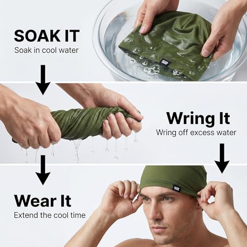 LONGLONG 2 Pack Summer Cooling Beanies Breathable Skull Caps Fits Big Heads - color: Black+army Green