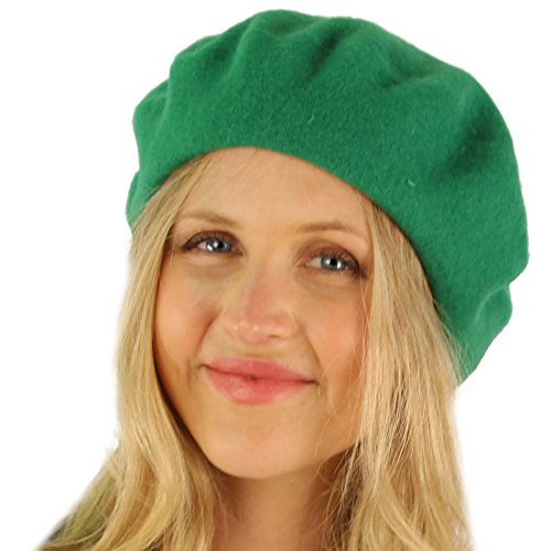 Classic Winter 100% Wool Warm French Art Basque Beret Tam Beanie Hat Cap - color: Green