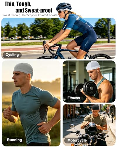 3PCS Cooling Breathable Skull Cap for Men Women Helmet Liner Caps - color: 3pcs(black+white+light Grey)