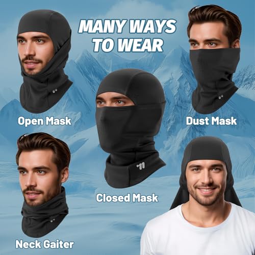 West Biking Balaclava Ski Mask Warm Face Mask for Cold Weather Lightweight Windproof Thermal Winter Scarf Face Mask Men Wome - color: Black