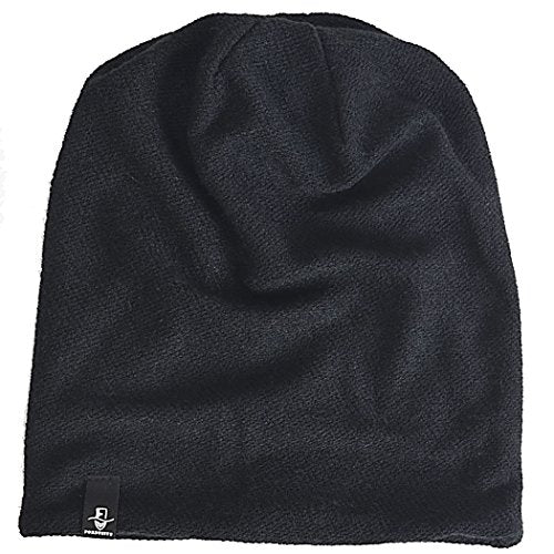 FORBUSITE Mens Slouchy Long Beanie Knit Cap for Summer Winter, Oversize - color: Flannel-black, size: Large