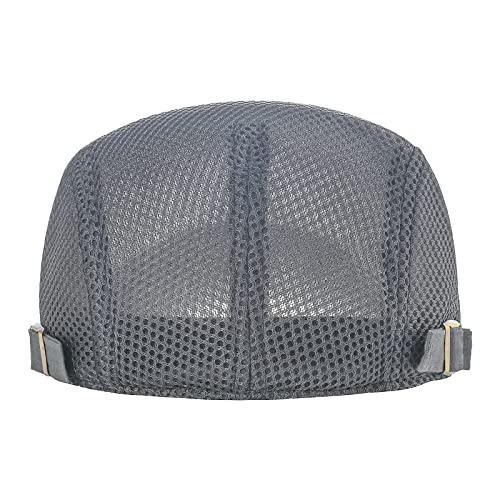 VOBOOM Men Mesh Newsboy Flat Cap Ivy Cabbie Newsboy Cap - color: Grey