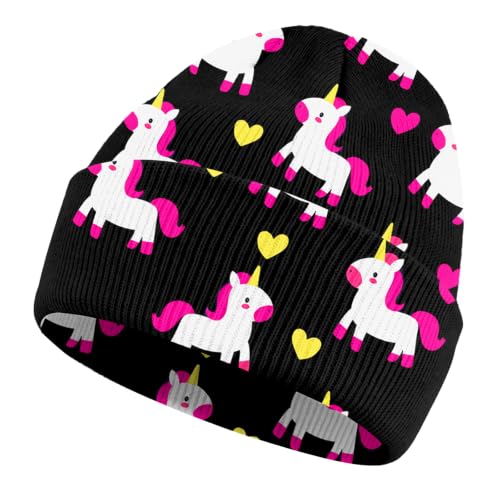 Kids Beanie Knit Hat Winter Unisex Cuffed Beanies Skull Cap Warm Double Layer Thick Acrylic Cute for Girls Boys - color: Black