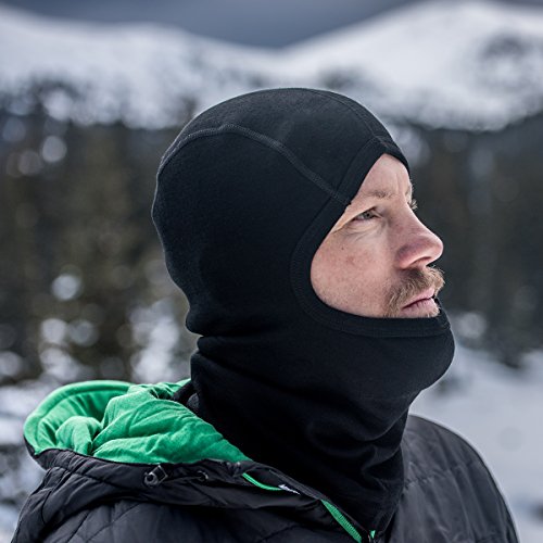 100% Merino Wool - Heavyweight Balaclava - Cold Weather Ski Face Mask - color: Black