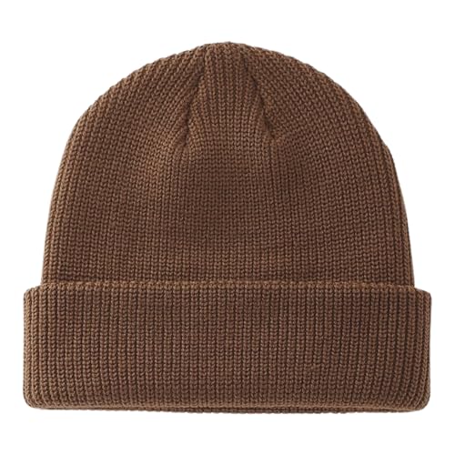 Trawler Beanie Winter Hats Fisherman Beanie for Men Women Knit Cuff Unisex Roll Up Edge Skull Cap JILANI X Edition - color: Dark Brown