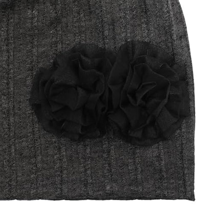 ZLYC Women Slouchy Beanie Hat Summer Knit Chemo Headwear - color: Flower Dark Gray