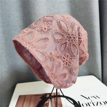Crochet Slouchy Beanie Hat Turbans Headware for Women - color: Bea09 - Pink