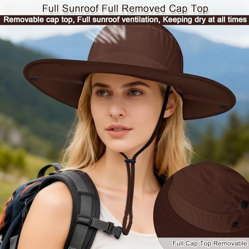 Cooltto L/XL/XXL Wide Brim Sun Hat UPF 50+ UV Protection Boonie Hat - color: Brown, size: Medium-Large