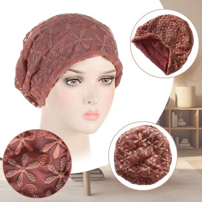 Crochet Slouchy Beanie Hat Turbans Headware for Women - color: Bea03 - Pink