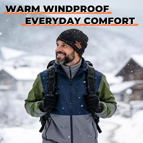 Reversible Winter Beanie Fleece Lined Warm Windproof Knit Hat - color: Brown