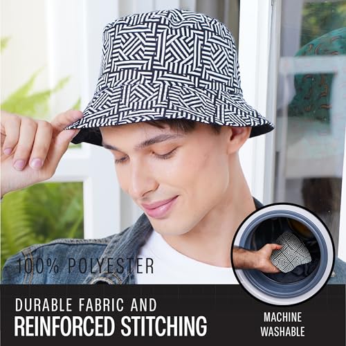 Rave Bucket Hat for Women & Men - Cute Bucket Hats - Festival Hat Adjustable 50+ SPF Protection Rave Accessories - color: Checkered