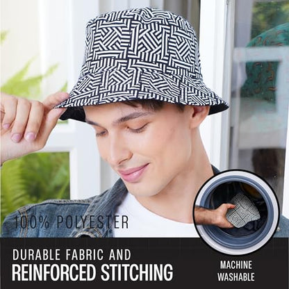 Rave Bucket Hat for Women & Men - Cute Bucket Hats - Festival Hat Adjustable 50+ SPF Protection Rave Accessories - color: Checkered