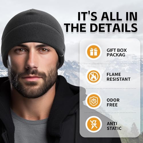 OUTDOOR SHAPING 2 Pack Tactical Fleece Watch Caps, Winter Beanies - color: Black+black