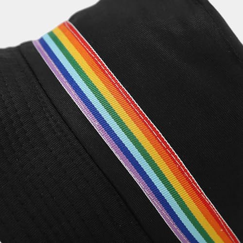 XYIYI 2 Pack Unisex Bucket Hat for Women Men Summer Beach Fishing Hat Sun Hat - color: Rainbow Ribbon Black White