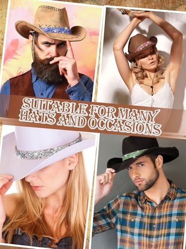 XunYee 8 Pcs Rhinestone Hat Bands for Cowboy Hats Women Men - color: Classic Colors