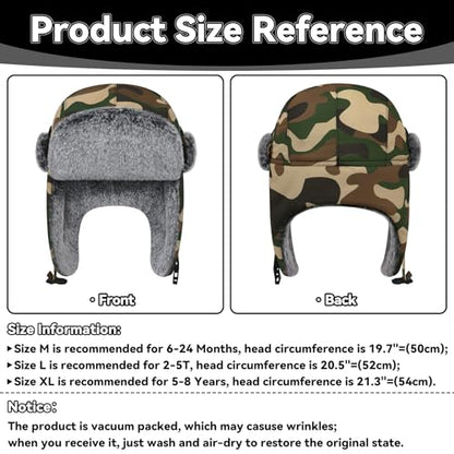 Olreco Waterproof Toddler Winter Hat Warm Fur Fleece Baby Boy Winter Hat Kids Snow Hats Girls Boys Trapper Hats with Earflaps - color: Waterproof Desert Camo With Grey Fur, size: 2-5T