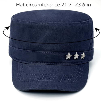 Cadet Hat Flat Top Hats Army Military Caps for Men Women - color: Navy D