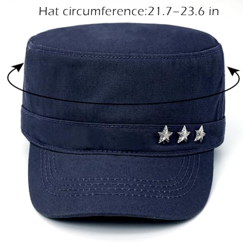 Cadet Hat Flat Top Hats Army Military Caps for Men Women - color: Navy D