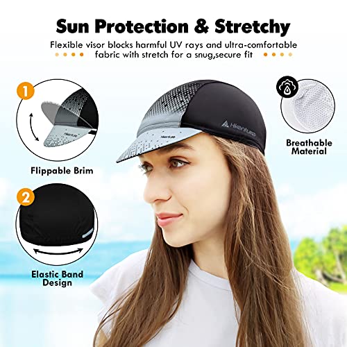 Hikenture Cycling Cap,Cooling Skull Cap Bike Hat with Sun Visor, Summer Breathable Helmet Liner Biking Cap for Men Women - color: Grey Dot