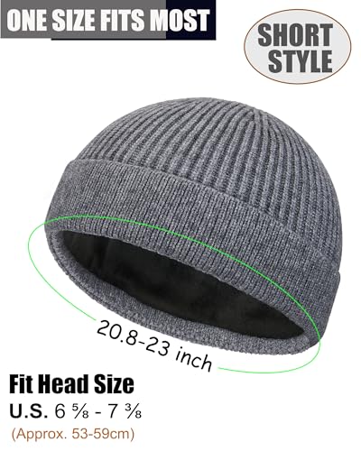 ROYBENS Swag Wool Short Beanie for Men Women, Fleece Lined Warm Winter Hat - color: 1pcs-gray
