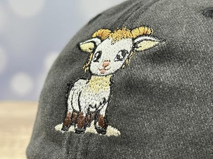 Adjustable Embroidery Animal Baseball Hat for Kid Toddler Child - color: Goat (Washed Black)