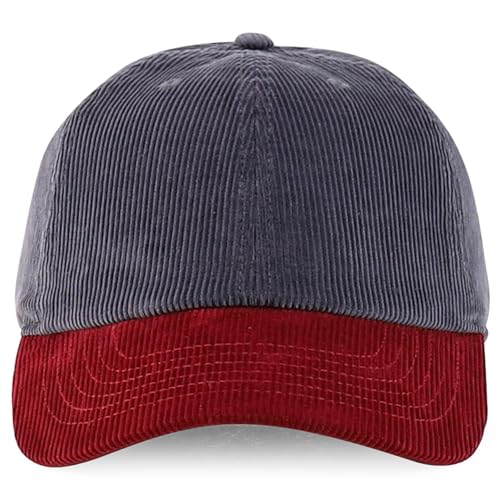 Trendy Apparel Shop Cotton Corduroy Unstructured Baseball Cap Dad Hat - color: Dark Grey Burgundy