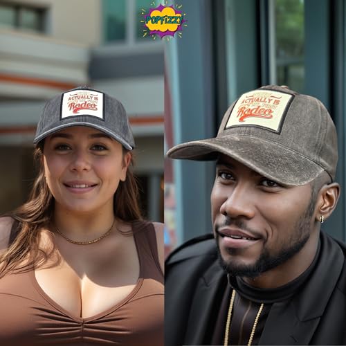 Popfizzy Funny Hats for Men and Women, Fun Adult Baseball Cap, Funny Birthday Gifts for Women and Men, Cool Dad Hat Gift Idea - color: My First Rodeo (Black)