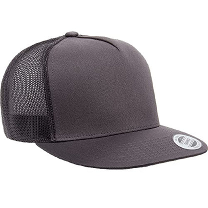 Yupoong 5-Panel YP Classic Trucker Cap | High Profile Flat Visor Snapback - color: Charcoal