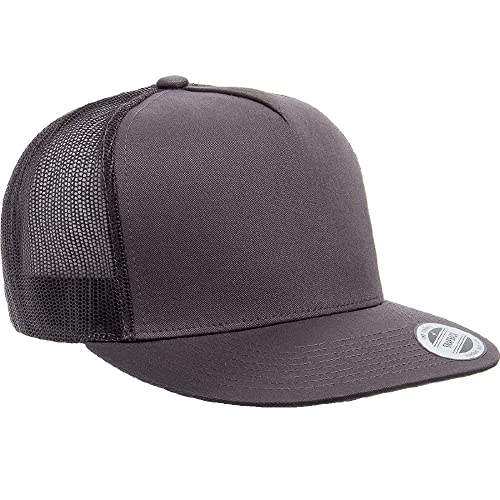 Yupoong 5-Panel YP Classic Trucker Cap | High Profile Flat Visor Snapback - color: Charcoal