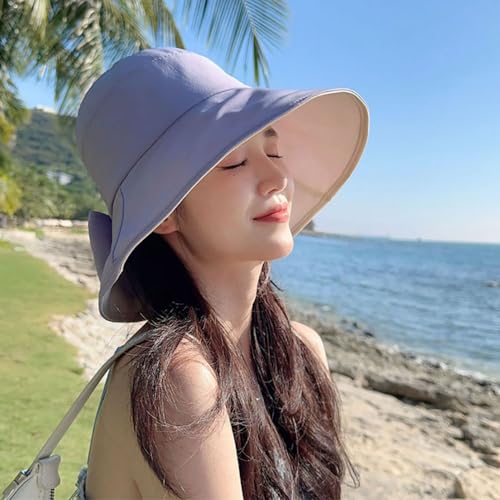 Gogobear Womens Sun Hats Summer UPF 50+ Wide Brim Beach Sun Hat - color: Purple