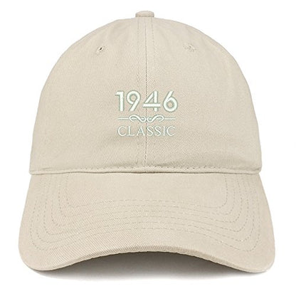 Trendy Apparel Shop Classic 1946 Embroidered Retro Soft Cotton Baseball Cap - color: Stone