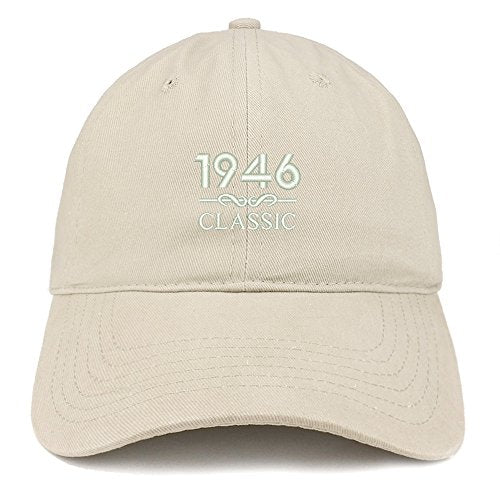 Trendy Apparel Shop Classic 1946 Embroidered Retro Soft Cotton Baseball Cap - color: Stone