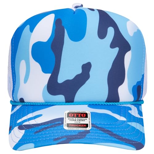 BROTHER TRUCKERS The World's Greatest Polyester Trucker Hat Blank in 73+ Colors - Wholesale Snapback Hat - color: Blue Camo/White