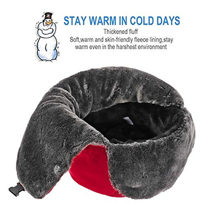 Winter Trapper Hats Ushanka Russian- Men Women Trooper Ear Flaps Hunting Face Masks Ski Snow Cold Weather - color: Red