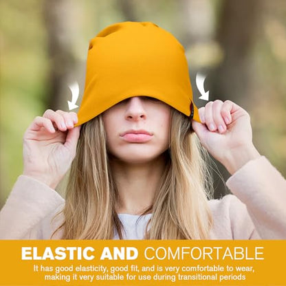 HAMUNI Slouchy Beanie for Women Men Soft Cotton Chemo Hats Double-Layer Warm Beanie Cap for Daily Wear & Transitional Seasons - color: Yellow