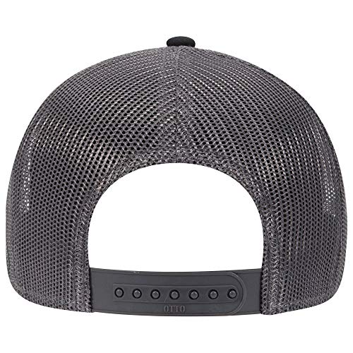 OTTO 6 Panel Low Profile Contrast Vertical Mesh Back Cap - color: Blk/Blk/Ch.gry