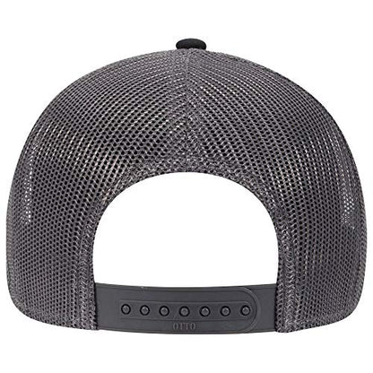 OTTO 6 Panel Low Profile Contrast Vertical Mesh Back Cap - color: Blk/Blk/Ch.gry