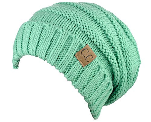 NYFASHION101 Slouch Wrinkled Beanie Cap Slouchy Skull Hat - color: Sage