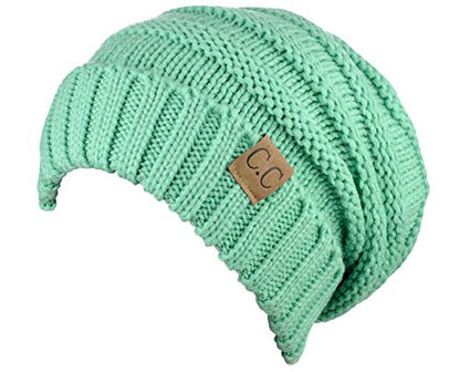 NYFASHION101 Slouch Wrinkled Beanie Cap Slouchy Skull Hat - color: Sage