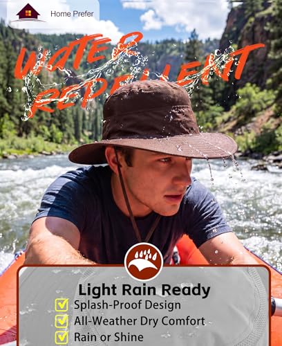 Home Prefer UPF 50+ Men's Sun Hat Wide Brim Bucket Hat UV Protection Hat for Mens Womens Beach Safari Gardening Golf Fishing - color: Coffee