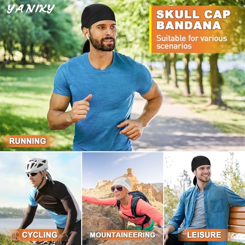 YANIKY Bandanas Skull Caps for Men, Women Skull Cap Helmet Liner Dew Rags - color: Grey