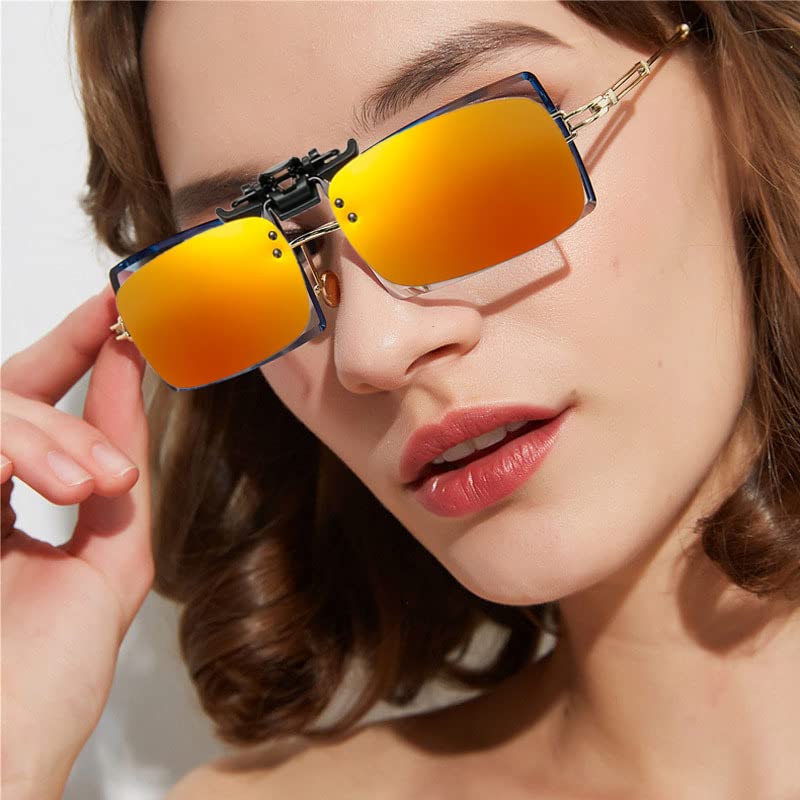 Clip on Flip up Polarized Lens For Prescription Glasses UV Protection Sunglasses (Clear lenses not Polarized) - color: 2n44 6pack Mixcolora
