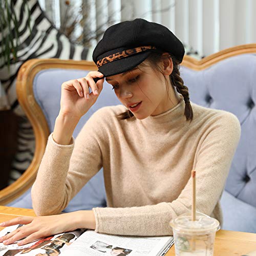 Comhats Women's Wool Winter Warm Newsboy Hats, Fashion Pageboy Beret Cap - color: 91611_black, size: Medium