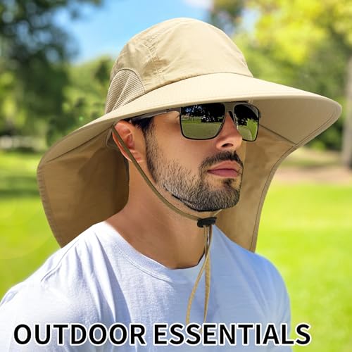 PFFY Sun Bucket Hats for Men Women UV Protection Sun Hat with Neck Flap - color: Solid Darkgray