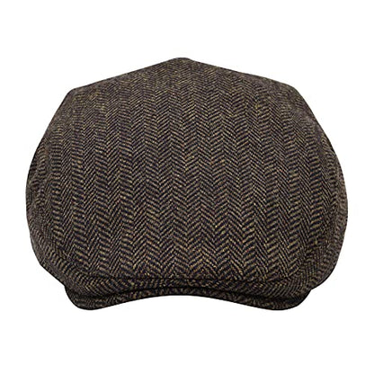 STARANCE Men Wool Blend Newsboy Cap Flat Hat - color: Herringbone Coffee, size: 7 1/4