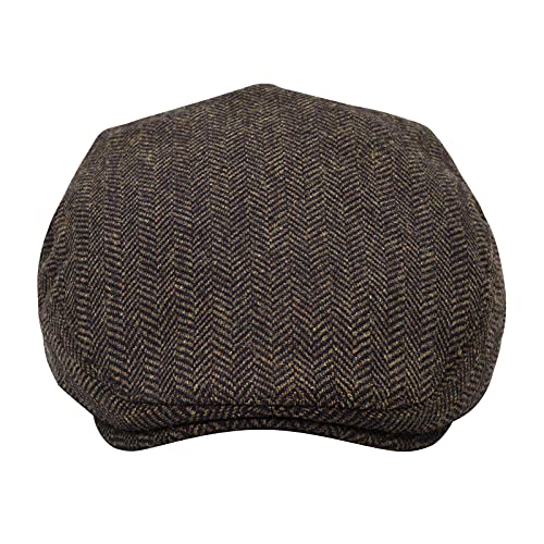 STARANCE Men Wool Blend Newsboy Cap Flat Hat - color: Herringbone Coffee, size: 7 1/2