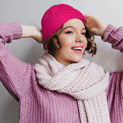 ROYBENS Swag Wool Knit Cuff Short Fisherman Beanie for Men Women Winter Hat - color: 1pcs-rhodo