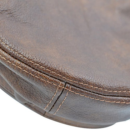 Unisex Genuine Leather Greek Fisherman Sailor Fiddler Driver Hat Flat Cap - color: Brown, size: Large